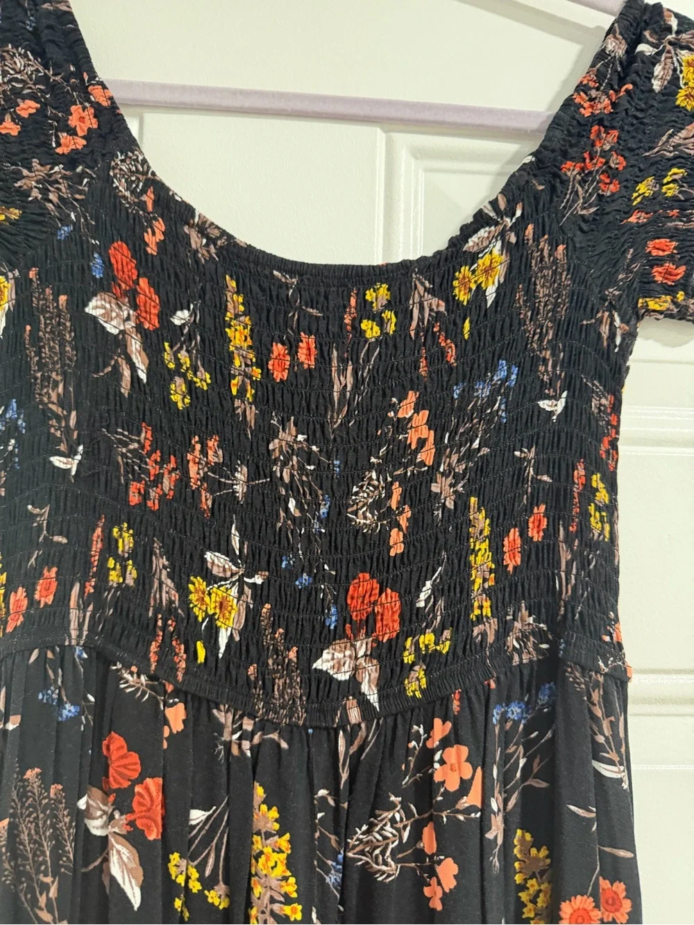 Band of Gypsies Black Floral Smocked Jumpsuit